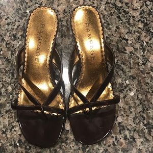 Metallic brown heeled sandals